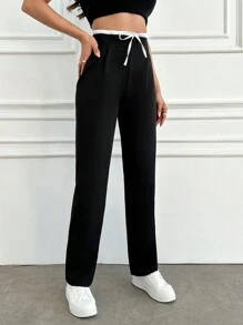 EURMUSE Women Black And White Pant - Black - View 4