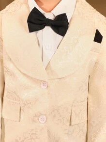 Souflis Souflis 年轻男孩绅士 2 件套 - 纹理翻领西装外套 + 正装裤，优雅服装，适合生日派对、婚礼、洗礼、周年纪念、圣诞节、万圣节 - 米色 - 查看 5