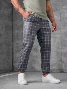 Manfinity Homme Nam Kẻ sọc Dệt Quần Chạy bộ - Xám - Xem 1