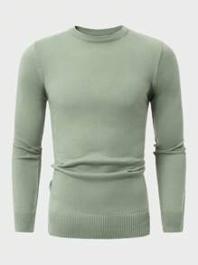SHEIN Cottnline Men's Slim Fit Sweater - Green - View 5