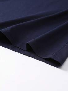 夏季休閒裝的男款經典短袖t卹,個性化字母印花,更顯自我風格 - 寶藍色 - 查看 3