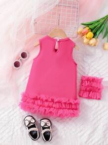 SHEIN Baby Girls Infant Sweet Cute Mesh Tutu Dress Princess Dress With Pouch - Multicolor - View 2