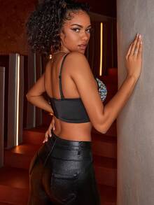 Apperloth A Áo croptop hai dây đính đá móc cài, gợi cảm, thích hợp cho lễ hội âm nhạc, phong cách thường ngày mùa hè. - Nhiều màu - Xem 2