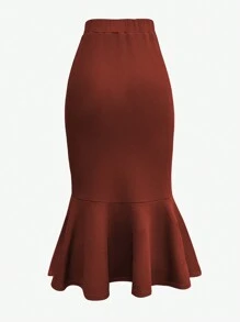 Chiquease Women's Pleated Fish Tail Skirt - Brown - View 2