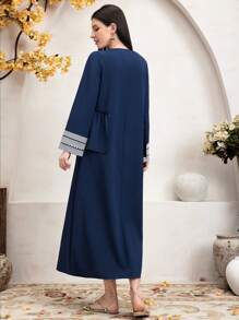 Al Najma 女士幾何提花拼接2合1裙 - 藏蓝色 - 查看 5