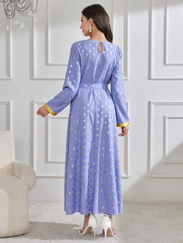 2024 New Arrival Women's Long Robe With Gold Foil Dots Print