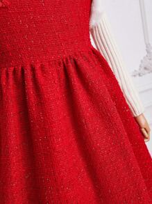 SHEIN Mädchen chinesisches Stil Froschknopf halblanges Kleid - Rot - Übersicht 5
