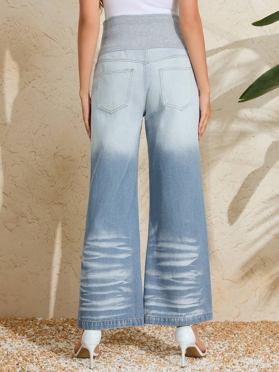 Maternity Color Block Denim Pants Jeans