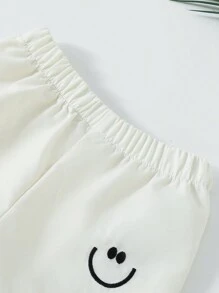 Baby Boy Spring/Summer Casual Khaki/ Green/ Laughing Face Embroidery 3pcs Set Including Long Pants - Multicolor - View 6