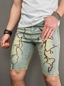 Manfinity LEGND Men's Water-Washed Jeans Shorts With Embroidery Detail - Bronze - View 7