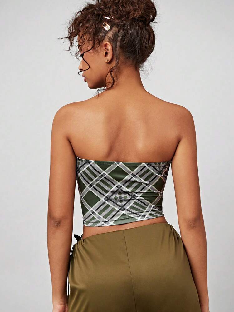 Women's American Style Diamond Checkered Tube Top