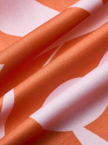 SHEIN CURVE+ Plus Size Random Floral Print Short Sleeve Dress - Multicolor - View 3