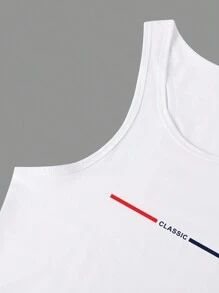 Manfinity Homme Men's Letter Print Round Neck Tank Top - White - View 4