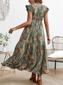 SHEIN Maternity Women's Long Floral Printed Casual Holiday Dress For Young And Energetic Moms