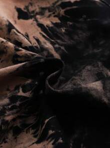 SHEIN Tween Girls' Sports Tie-Dye Letter Printed Strap Shorts Set Concert Outfit - Multicolor - View 4