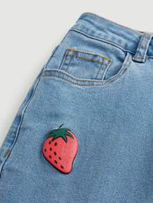 SHEIN Quần jean ống loe dành cho tuổi teen thường ngày của cô gái tuổi teen - Rửa nhẹ - Xem 3