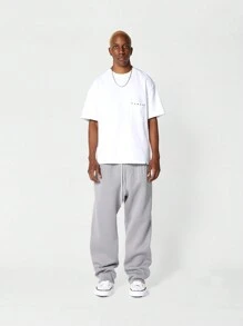 SUMWON Quần nỉ ống rộng có logo dập nổi, cạp rút, quần thể thao mặc ở nhà, quần thể thao mặc thường ngày, quần thoải mái mặc đi chơi, quần dạo phố, mùa đông - Xám - Xem 3