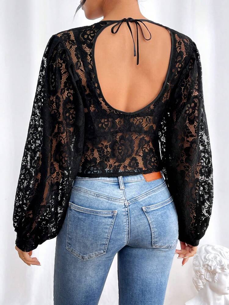 Women's Deep V-Neck Lace Top Fall Cloth For Women