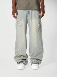 SUMWON Loose Fit Baggy Jeans With Applique