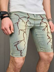 Manfinity LEGND Men's Water-Washed Jeans Shorts With Embroidery Detail - Bronze - View 1