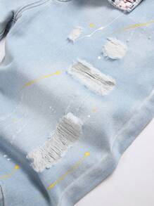 Quần Short Denim Rách Thường Ngày Cho Nam Cho Mùa Hè - Rửa nhẹ - Xem 3