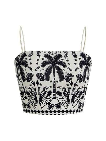 Laura Lessa designs e prints Top con tirantes tipo camiseta con estampado de palmeras, estilo bohemio, para vacaciones, primavera y verano, playa, salir, festivales, estilo Ibiza, vestimenta occidental