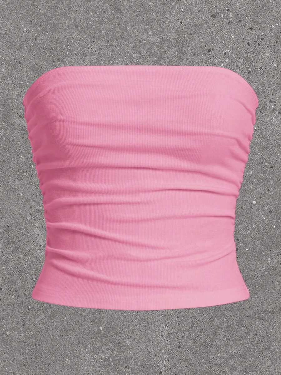 SHEIN EZwear Của phụ nữ Màu thuần Ống ngọn - Hồng - Xem 1