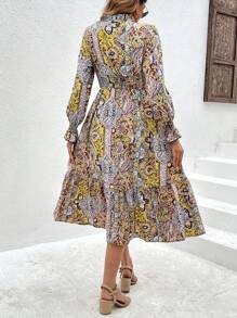 SHEIN LUNE Quý cô Mẫu In Eo đàn hồi Đầm - Nhiều màu - Xem 2