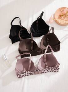 Smooth Surface 3-Piece Set Bra (With Underwire), Cheetah Print Top ClassicAnimalPrint - Multicolor - View 2