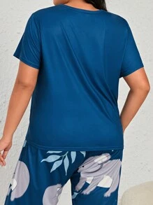 Koala Print Short Sleeve Pajama Sleepwear Top With Round Neck