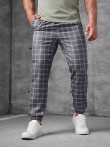 Manfinity Homme Nam Kẻ sọc Dệt Quần Chạy bộ - Xám - Xem 4