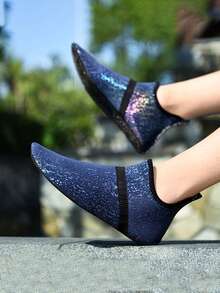 Children's Lightweight Breathable Mesh Bottom Beach, Yoga, Swimming Water Shoes, Summer - Navy Blue - View 2