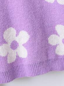 Suéter Juvenil Para Niñas Con Diseño Floral Sencillo A Juego Para Primavera/verano - Morado - Ver 6