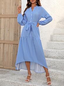 Chiquease Vestido De Rayas Con Mangas De Linterna Y Mangas Largas De Estilo Europeo Y Americano Para Principios De Primavera