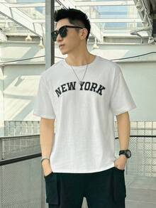 DAZY Nam Đồ họa Chữ cái Áo thun Thả vai - trắng - Xem 7