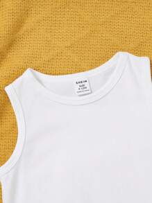 Loomiva Baby Boy's Casual Knit Solid Color Sleeveless Bodysuit With Open Crotch, 3pcs/Set