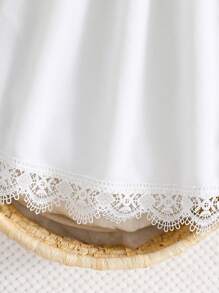 SHEIN 2pcs/Set Young Girls' Embroidered Collar & Puff Sleeve & Bowknot Decor A-Line Dress For Party, Summer