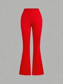 SHEIN Explorewe Conjunto De Pantalones Cortos De Manga Corta Con Estampado De Letra Y Corazon Y Pantalones Acampanados Para Adolescentes