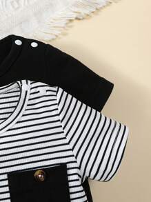 Bộ 2 áo thun kẻ sọc trẻ em trai mùa xuân/hè thể thao và mặc hàng ngày - Nhiều màu - Xem 3