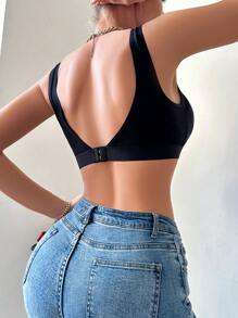 Breathable Sports Bra Wireless - Black - View 1