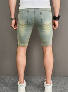 Manfinity LEGND Men's Water-Washed Jeans Shorts With Embroidery Detail - Bronze - View 2