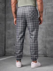 Manfinity Homme Nam Kẻ sọc Dệt Quần Chạy bộ - Xám - Xem 2
