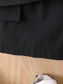 Baby Boy's Solid Color Short Sleeve Shirt And Shorts Set - Black - View 7