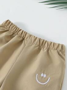 Baby Boy Spring/Summer Casual Khaki/ Green/ Laughing Face Embroidery 3pcs Set Including Long Pants - Multicolor - View 7