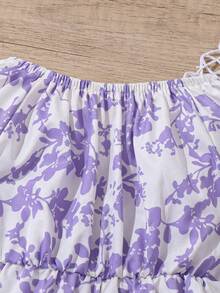 SHEIN Baby Girl Cute Casual Romper, Summer - Purple - View 7