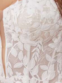 Vestido de novia elegante talla grande con corsé de tul bordado para la novia