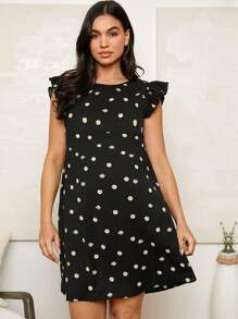 SHEIN Maternity Nursing Dress With Small Daisy Pattern - Black - View 4