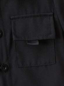 Baby Boy's Solid Color Short Sleeve Shirt And Shorts Set - Black - View 5