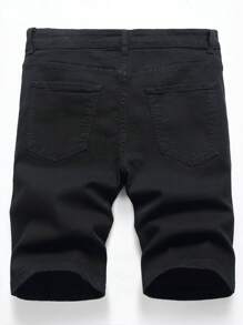 Manfinity Homme Men's Pocketed Denim Shorts Jorts Plain Black Vacation Vintage - Black - View 2