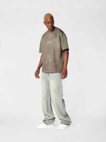 SUMWON Loose Fit Baggy Jeans With Applique